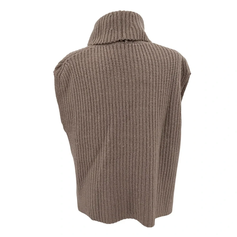 Splendid‎ x Cella Jane Blog Taupe Ribbed Knit Turtleneck Sleeveless Sweater Vest